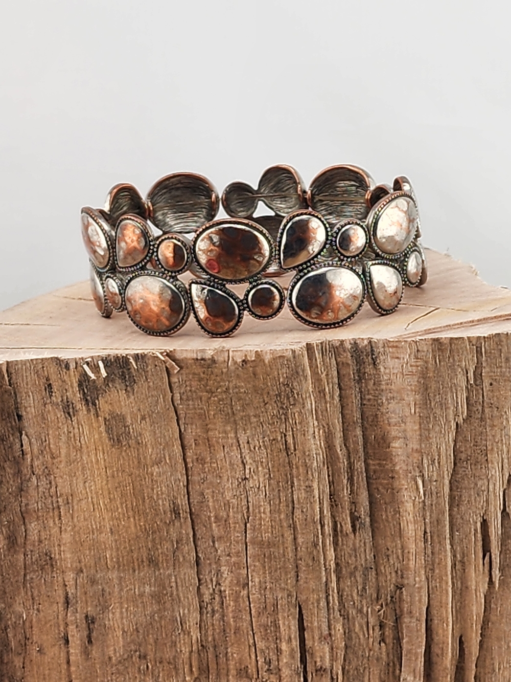 Copper-Tone Oval Stone Stretch Bracelet - Women's Jewelry 0655